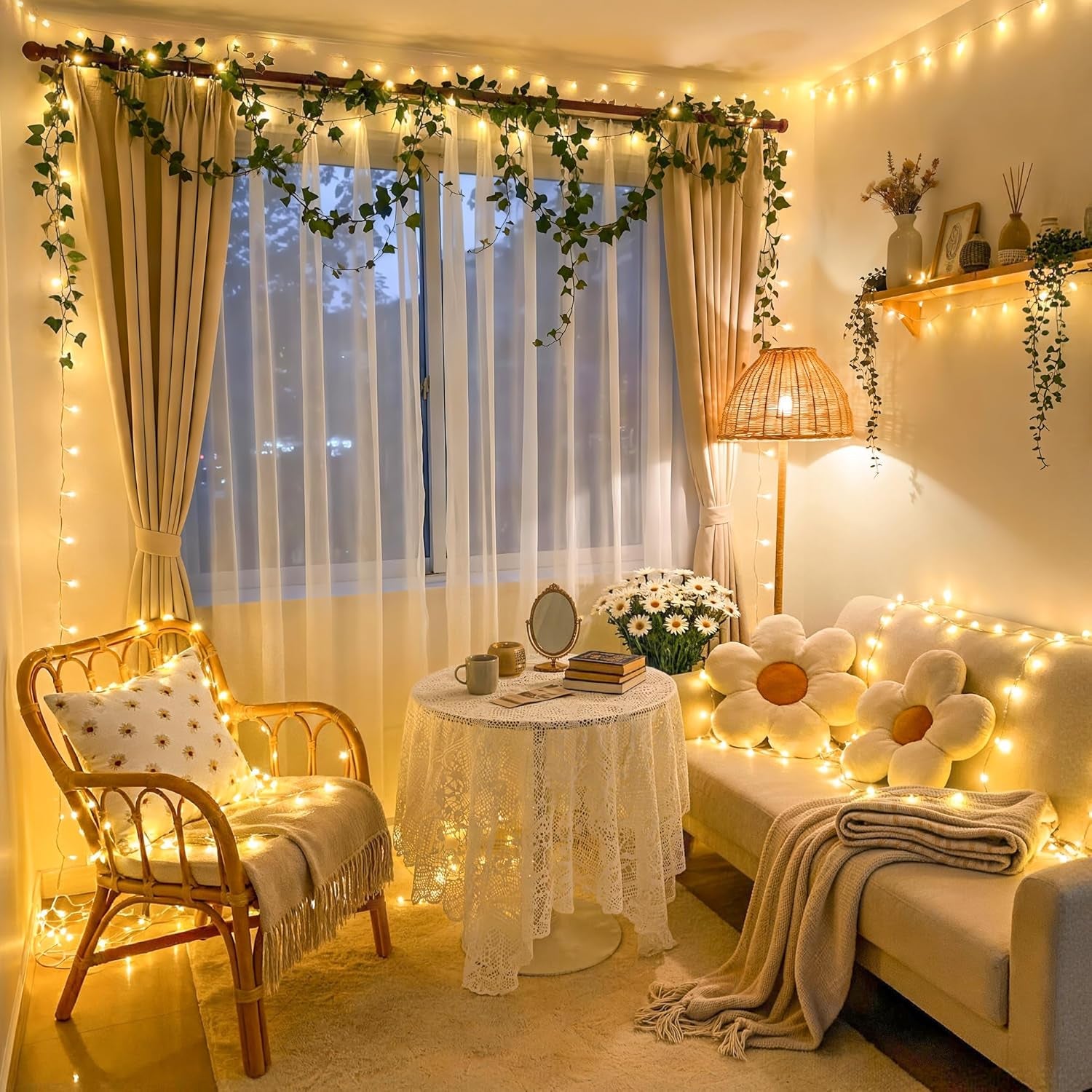 168FT 600 LED Christmas Lights Outdoor Waterproof Clear Wire Warm White Christmas Tree Lights Plug in String Fairy Lights for outside Indoor for Bedroom Wedding Party Holiday Xmas Decorations