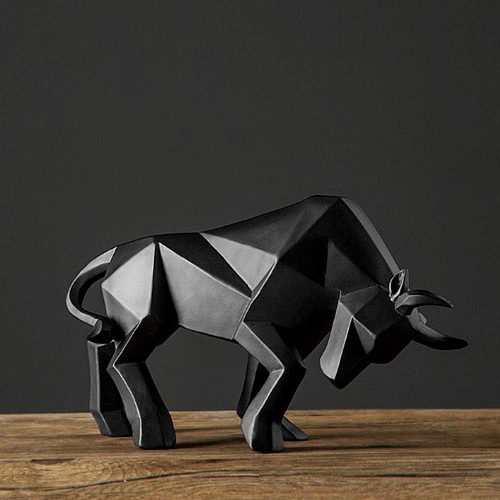 Polyresin Bull Figurine Home Decor, Abstract Sculptures Home Decor, Originality Home Decoration Furnishing Animal Ornament Resin, Geometric Surface Statues Home Decor Ornament Figures
