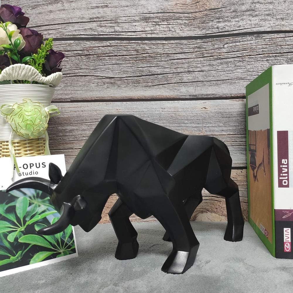 Polyresin Bull Figurine Home Decor, Abstract Sculptures Home Decor, Originality Home Decoration Furnishing Animal Ornament Resin, Geometric Surface Statues Home Decor Ornament Figures