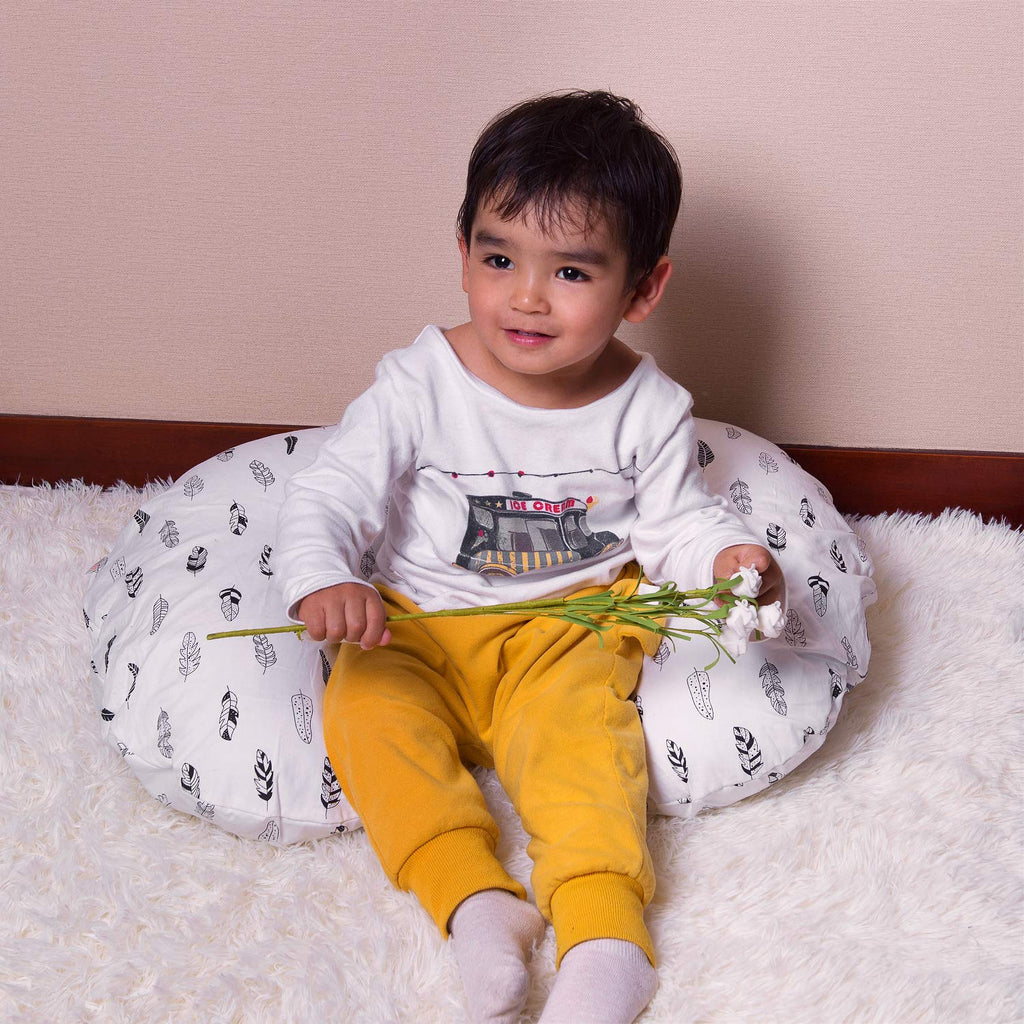 BABY Nursing Pillow Cover Slipcover,100% Organic Cotton ,Soft and Comfortable,Feathers Design,Maternity Breastfeeding Newborn Infant Feeding Cushion Cover, ZT01