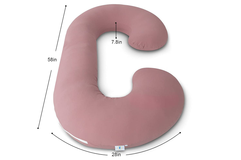 Pregnancy Body Pillow with Jersey Cover,C Shaped Full Body Pillow for Pregnant Women