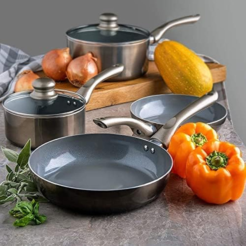 6 Piece Nonstick Cookware Set, Aluminum Pots and Pans, Induction Cookware Pots and Pans Set with Glass Lid, Home Kitchen Ware Pots Pan Set with Non-Stick Coating, Ptfe/Pfoa Free.