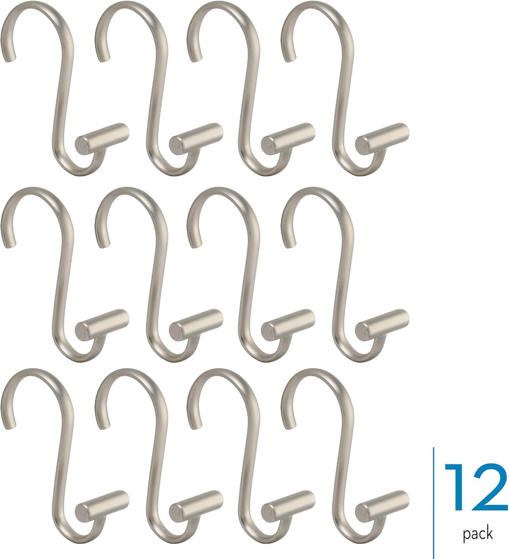 Idesign 76752 Metal T-Bar Shower Curtain Hooks Rust Resistant Rings for Kid'S, Guest, Master Bathroom, 1" X 1.75" X 2.75", Set of 12, Satin
