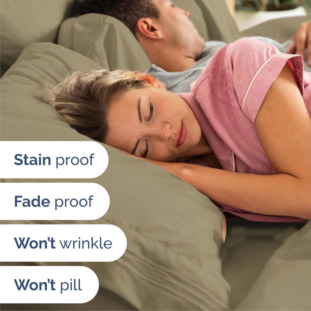 Queen Size Sheet Set - 4 Piece Set - Hotel Luxury Bed Sheets - Extra Soft - Deep Pockets - Easy Fit - Breathable & Cooling Sheets - Wrinkle Free - Comfy – Khaki Bed Sheets - Queen Sheets