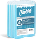 XL Cool Coolers Freezer Slim Ice Pack for Lunch Box, Set of 4, Large, Blue