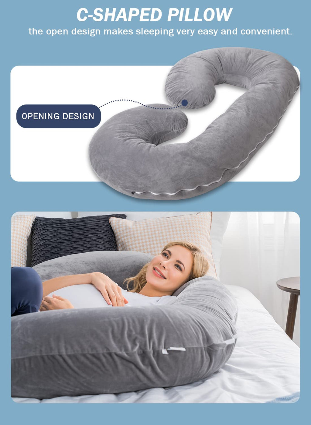 Pregnancy Pillow,Maternity Body Pillow for Sleeping,C Shaped Body Pillow for Pregnant Women