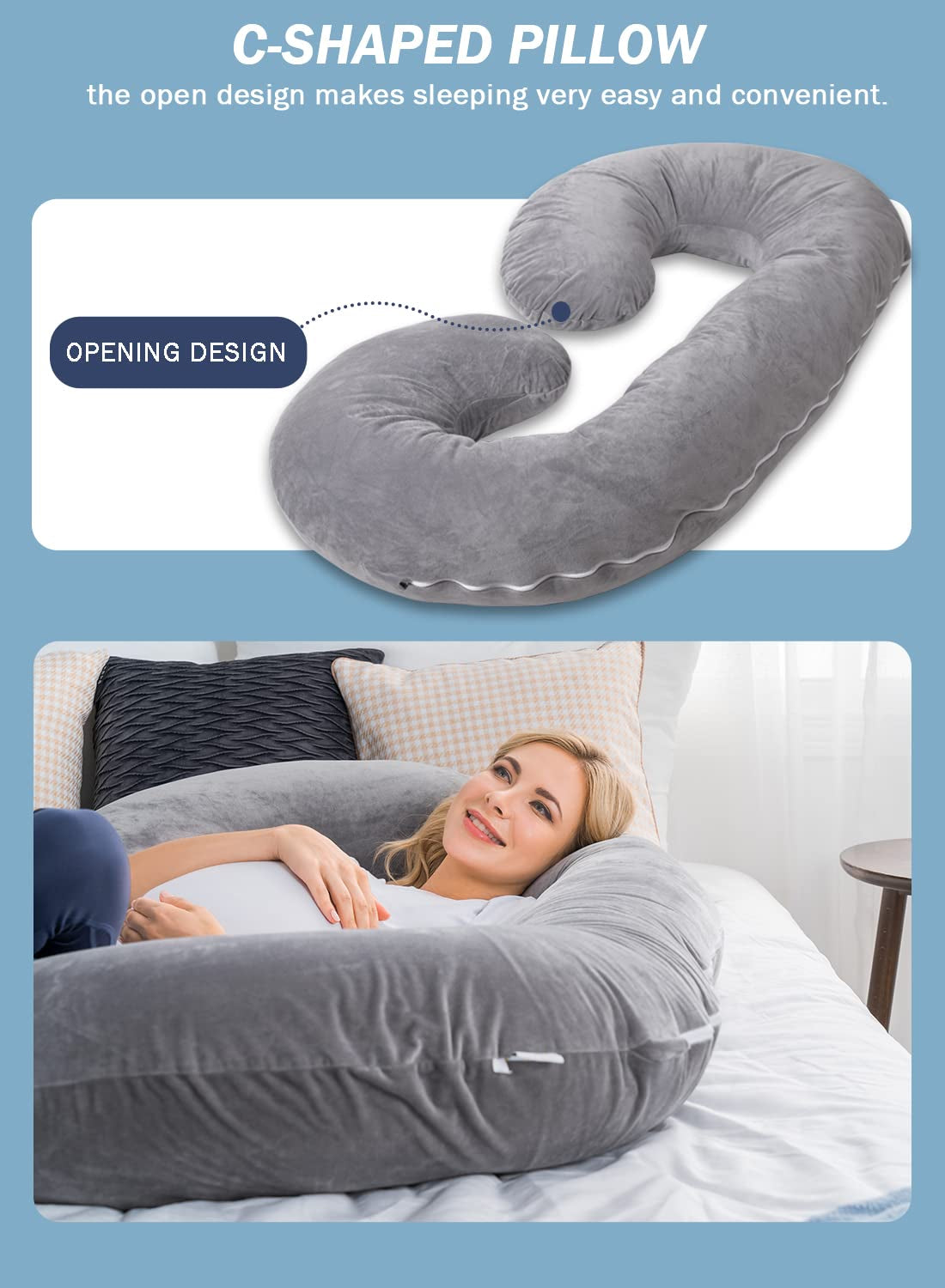 Pregnancy Pillow,Maternity Body Pillow for Sleeping,C Shaped Body Pillow for Pregnant Women