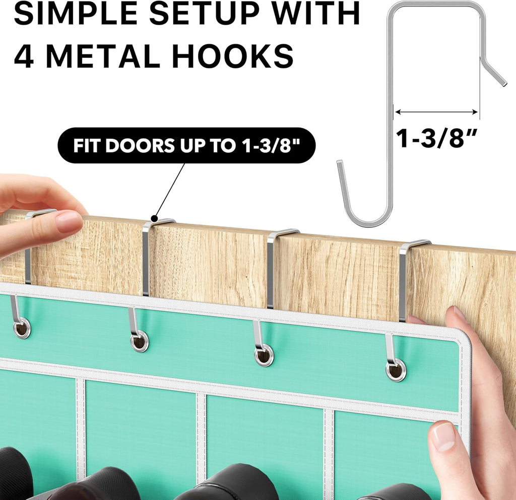 24 Pockets - Simplehouseware Crystal Clear over the Door Hanging Shoe Organizer, Turquoise (64'' X 19'')